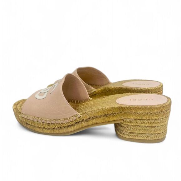 GUCCI Pink GG Logo Woven Open Toe Slide Sandals Size EU38.5 - Picture 8 of 15